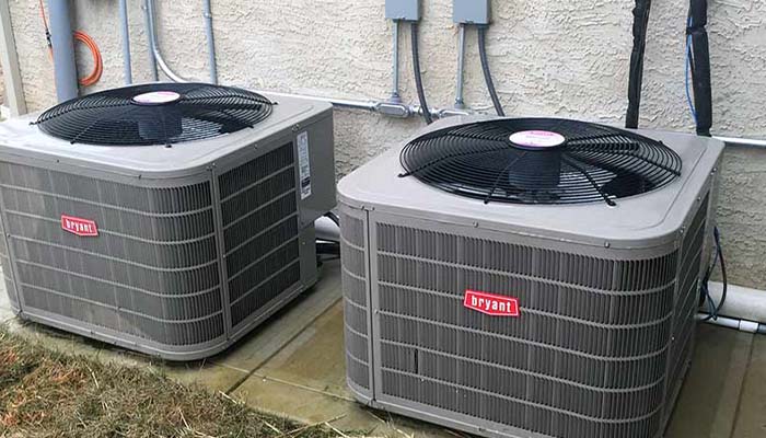 New furnace being installed in a Columbus home by an HVAC technician.
