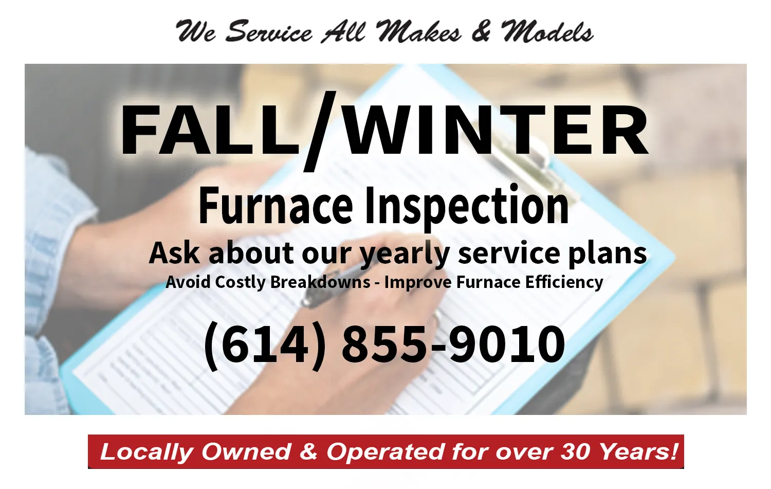 Bryant Heating & Cooling technician performing a winter furnace inspection